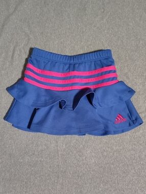 Toddler Adidas Blue Skort with Pink Stripe Accents